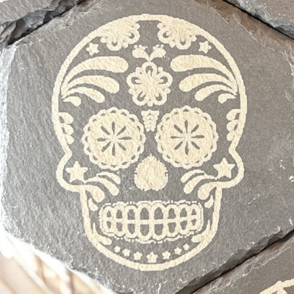 Hexagonal Gray Skull Coasters - Picture 7 of 8